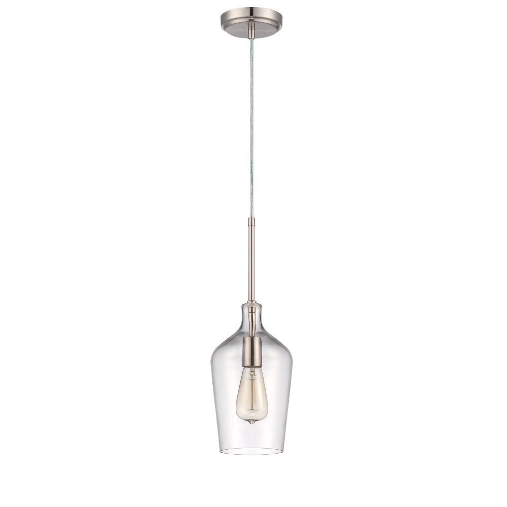 Craftmade P445BNK1 1 Light Mini Pendant with Cord in Brushed Polished Nickel with Clear Glass